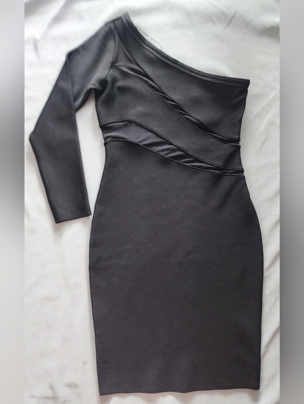 Marciano Guess Elegant Black One-Shoulder Bandage Bodycon Mini Dress - Size M